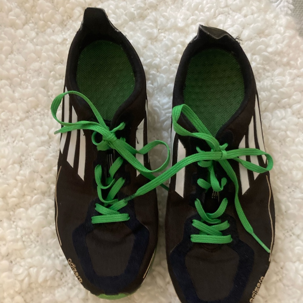 Adidas running walking shoes black/lime green size 7